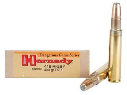 HORNADY DANGEROUS GAME 416 RIGBY 400gr DGX 2415fps 20pk