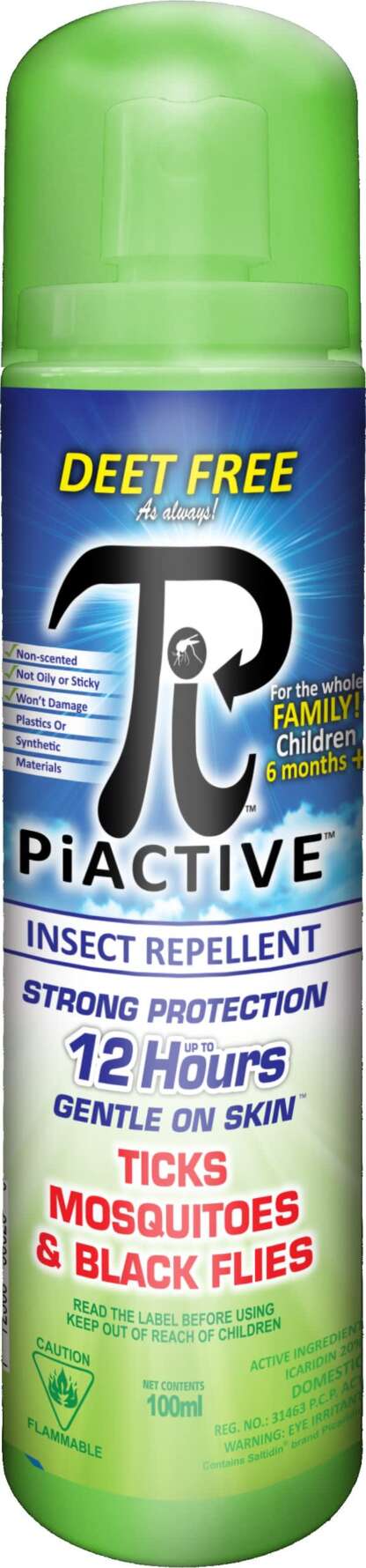 PIACTIVE 100ml INSECT REPELLENT DEET FREE SPRAY