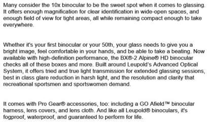 LEUPOLD BX-2 ALPINE HD 10x42mm BINOCULAR - Image 4