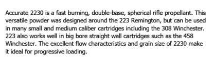 ACCURATE 2230 SMOKELESS RIFLE POWDER 1lb - Image 2