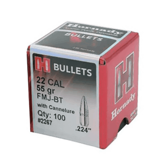 HORNADY FMJ-BT 22 cal .224in 55gr 100pk