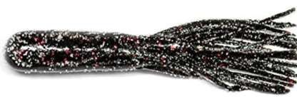 LUNKERHUNT 4in BLACK/RED FLECK SPICY TUBE BAIT  8pk