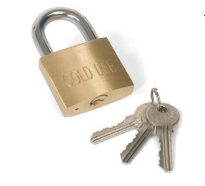 UNEX BRASS 30mm BRASS PADLOCK W/3KEYS