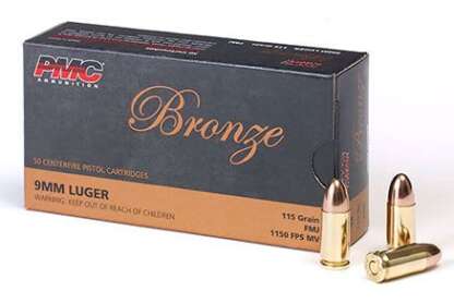 PMC BRONZE 9mm LUGER 115gr FMJ 50pk 1150fps