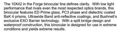 BUSHNELL FORGE 10x42mm BINOCULARS - Image 3