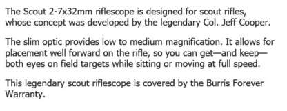 BURRIS SCOUT 2-7X32mm BALLISTIC PLEX RIFLESCOPE MATTE - Image 5