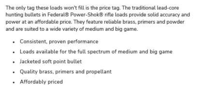 FEDERAL POWER-SHOK 243 WIN 80gr JSP 3330fps 20pk - Image 2