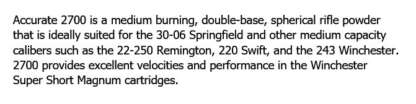 ACCURATE 2700 RIFLE POWDER 1lb - Image 2