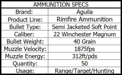 AGUILA 22 WMR 40gr SJSP 1875fps 50pk - Image 4