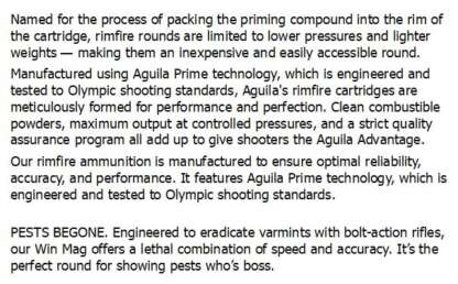 AGUILA 22 WMR 40gr SJSP 1875fps 50pk - Image 3