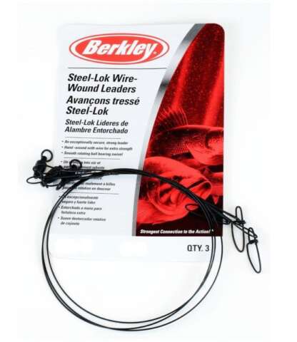 BERKLEY 12in 20lb STEELON LEADER 3pk BLK