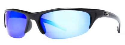 CALCUTTA BERMUDA SHINY BLACK FRAME BLUE MIRROR LENS POLARIZED SUNGLASSES