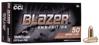 CCI BLAZER BRASS 9mm LUGER 124gr FMJ 1090fps 50pk