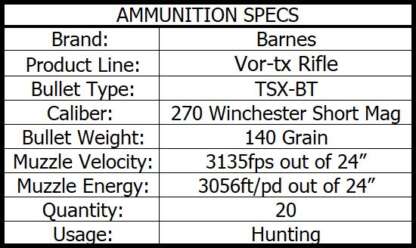 BARNES VOR-TX 270 WSM 140gr TSX BT 3135fps 20pk - Image 3