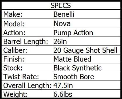 BENELLI NOVA 20ga 3in SYNTHETIC 26in 4rnd - Image 2