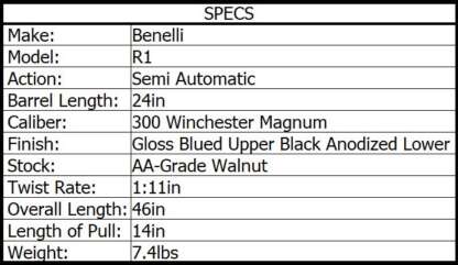 BENELLI R1 300 WIN WOOD/BLUED 24in 3rnd - Image 3