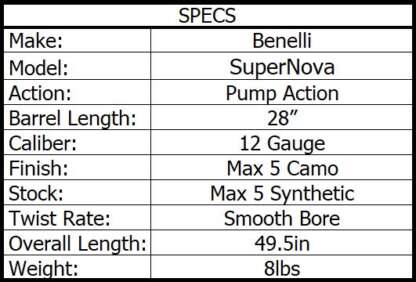 BENELLI SUPER-NOVA 12ga MAX 5 CAMO 28in 4rnd - Image 2