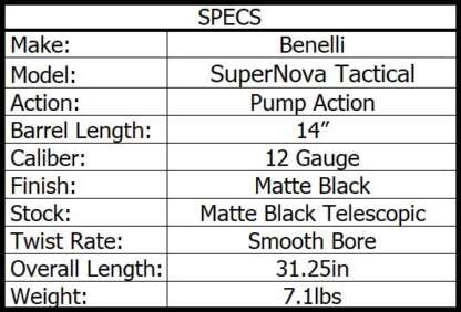 BENELLI SUPER NOVA TACTICAL 12ga SYNTHETIC 14in 4rnd - Image 2