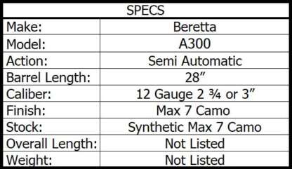 BERETTA A300 12ga 3in ULTIMA 28in 4rnd MAX7 MC - Image 2