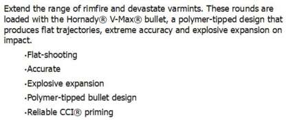 CCI V-MAX 17 HMR V-MAX 17gr 2550 fps 50pk - Image 2