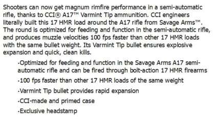 CCI A17 17 HMR 17gr VARMINT TIP 2650fps 200pk - Image 2