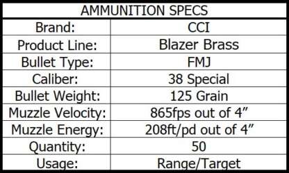 CCI BLAZER 38 SPECIAL 125gr FMJ BRASS 865fps 50pk - Image 2