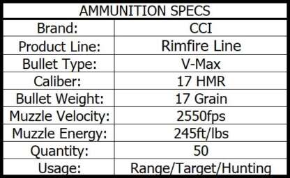 CCI V-MAX 17 HMR V-MAX 17gr 2550 fps 50pk - Image 3