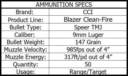 CCI BLAZER ALUMINUM CF 9mm LUGER 147gr TMJ 985fps 50pk - Image 3