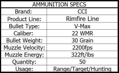 CCI VARMINT 22WMR 30gr V-MAX 2200fps 50pk - Image 3