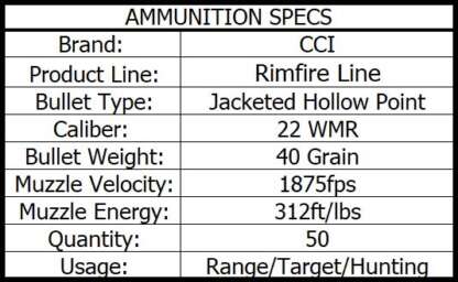 CCI MAXI MAG 22 WMR 40gr JHP 1875fps 50pk - Image 3