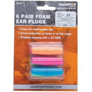 CHAMPION 6pk NEON FOAM EAR PLUG 32DB NRR