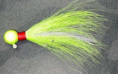 3/8oz GLO CHARTREUSE PEARL FLASH BUCKTAIL JIG