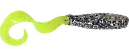 GOT-CHA 4in CLEAR FLAKE/CHARTREUSE CURLY TAIL GRUB 20pk