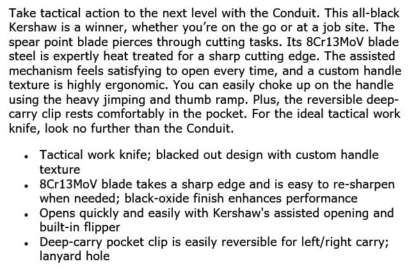 KERSHAW CONDUIT FOLDING KNIFE - Image 3