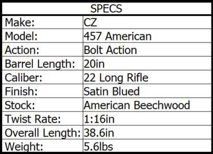 CZ 457 AMERICAN BEECH 22 LR 1/2x20 20in 5rnd - Image 3