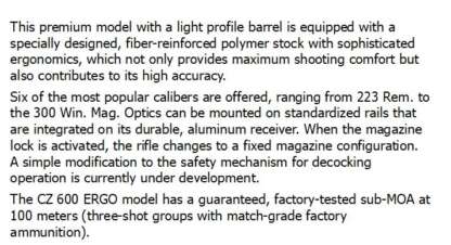 CZ 600 ERGO 300 WIN MAG M15x1 24in 3rnd - Image 3