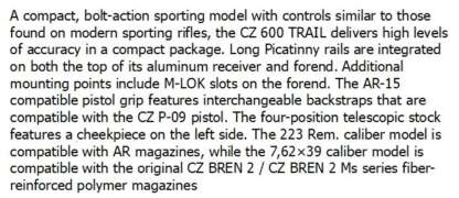 CZ 600 TRAIL 223 REM M15x1 16.1in 5rnd - Image 3