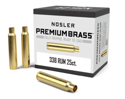 NOSLER 338 RUM UNPRIMED BRASS 25pk