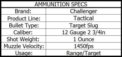 CHALLENGER 12ga 1oz TARGET SLUGS 1450fps 100pk - Image 2