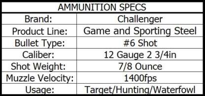 CHALLENGER 12ga #7 2.75in 7/8oz STEEL SHOT 1400fps 25pk - Image 3