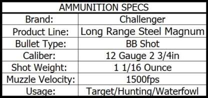 CHALLENGER 12ga BB 2.75in 1 1/16oz MAGNUM STEEL 1500fps 25pk - Image 3