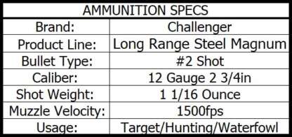 CHALLENGER 12ga #2 2.75in 1-1/16oz MAGNUM STEEL 1500fps 25pk - Image 3