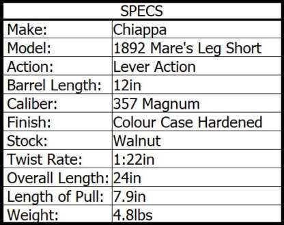 CHIAPPA 1892 MARE'S LEG SHORT .44 MAG 12in 6rnd - Image 2