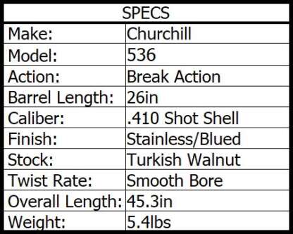 CHURCHILL 536 410ga 3in GOLD SXS 26in 2rnd - Image 2