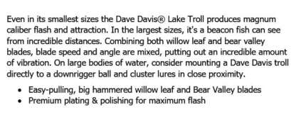 DAVE DAVIS 14in 50/50 HMRD NKL/BRASS SLANT LAKE TROLL - Image 3