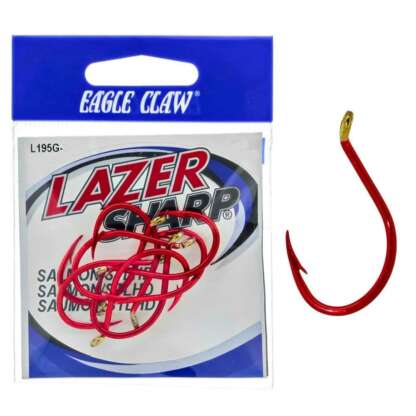 EAGLE CLAW L195G-1 RED SALMON/STHLD HOOKS 10pk