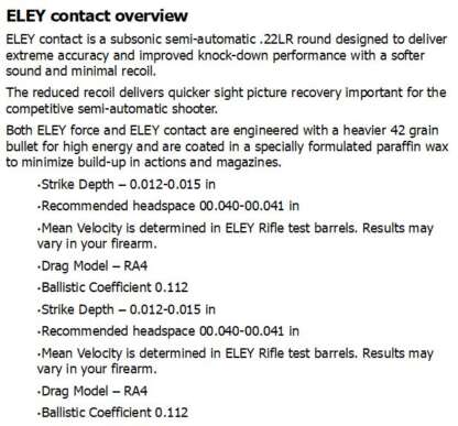 ELEY CONTACT 22LR SUBSONIC SEMI AUTO 42gr LRN 1090fps 50pk - Image 2