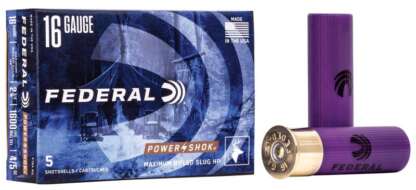 FEDERAL POWER-SHOK 16ga 2.75in 4/5oz 350gr RIFLED HP SLUG 1600fps 5pk