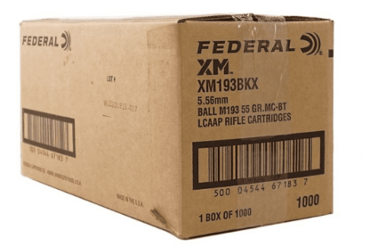 FEDERAL 5.56x45mm NATO 55gr FMJ-BT 3165fps 1000pk