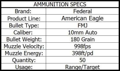 FEDERAL AE 10mm AUTO 180gr FMJ FN 1030fps 50pk - Image 3